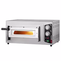 (2 pcs) Electric Deck Pizza Oven - Single Deck - Refractory Stone Deck - 4 x Ø 24cm (9.4") - 230V Single Phase | Hardwired - Mechanical Controls - up to 450°C