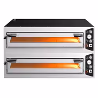(2 pcs) Electric Deck Pizza Oven - Single Deck - Refractory Stone Deck - 9 x Ø 34cm (13.4") - up to 450°C - Mechanical Controls