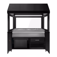 Charcoal Grill TORONTO - 1900mm - Black Front - Black Granite Worktop - tempered glass front - 4 grill grates