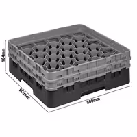 CAMBRO | CAMRACK® - Košara za pranje čaša 1/1 - 30 odjeljaka - Sa 2 produžetka - 500x500 mm - Crna boja