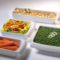 (6 adet) Gastronorm Küvet GN 1/4 - Melamin - CASCADE - 1,5L - köşeli - 264x162mm - GN Derinlik:75mm - Beyaz