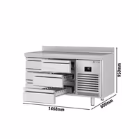 Aukstuma galds PREMIUM PLUS - 1468x600 mm - ar 6 atvilktnēm - ar apmali - 510 l