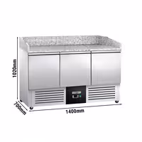 Commercial Pizza Prep Counter PREMIUM – 1400 × 700 mm – with 3 Doors