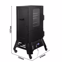 Smoker Oven - Digital - with 4 Racks - 670x739mm - on Wheels - Black