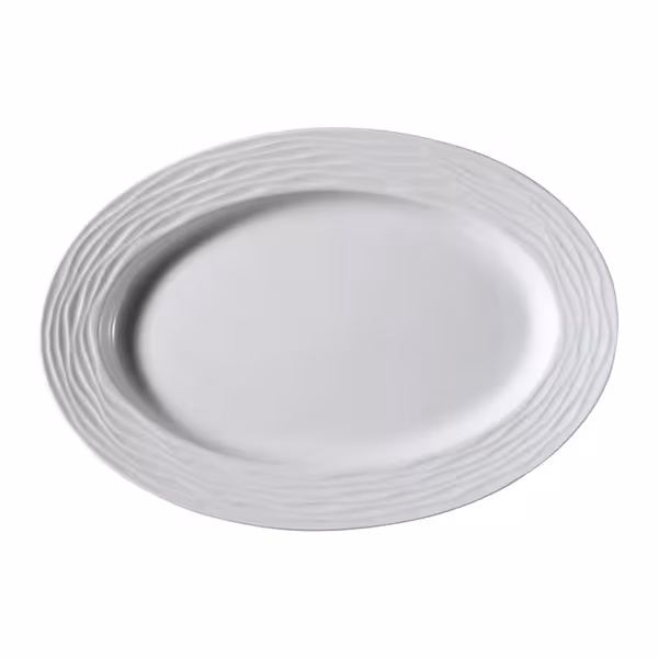 (24 adet) SEA WAVE - Sunum Tabağı Oval Düz - Porselen, 320x320mm, Beyaz