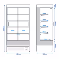 Commercial multideck display fridge - 1002mm - 440L - with 2 sliding glass doors & 4 shelves - Black