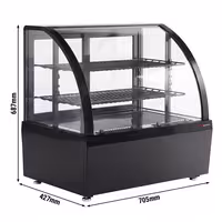 Countertop display fridge - 100L - 705mm - Double glazing - with 2 shelves - rear sliding glass doors