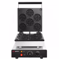 Commercial Waffle Maker - Single - Manual - 1,75 kW - Shape: Waffle coins - Teflon-coated baking plates