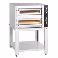 Electric Deck Pizza Oven - Twin Deck - Refractory Stone Deck - 6+6 x Ø 30cm (12") - 230V 3 Phase - Mechanical Controls - up to 450°C - incl. Base frame