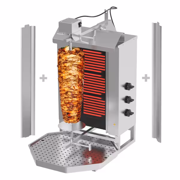 Electric Doner Kebab Grill (Shawarma/Gyros) - 3 Burner - up to 40kg - 5.4kW - incl. 2 double doors & drip tray
