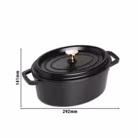 STAUB | Cocotte Oval Enamelled Cast Iron Casserole Dish – 230 mm Oval – Black