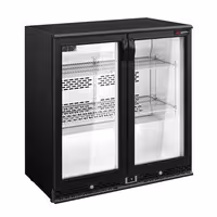 Commercial Back Bar Cooler - 900mm - 220L - with 2 glass hinged doors - Black