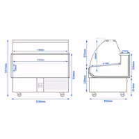Halpult / Csemegepult - 1280x880 mm - statikus - hajlított frontüveges