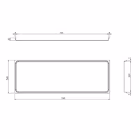 Ausstell-/Auslageblech - Edelstahl - mit Rand - 768x268x20mm