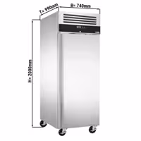 Szafa mroźnicza piekarnicza ECO – stal nierdzewna – EN 600 x 800 – 600 L – z 1 drzwiami, prowadnicami i rusztami
