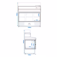 Table réfrigérée à pizza PREMIUM - 1400 x 700 mm - avec 6 tiroirs 1/2 - incl. vitrine réfrigérée avec 6 x GN 1/4