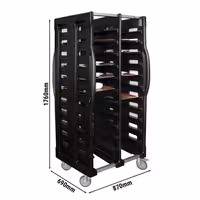 Inox kolica za poslužavnike - za 2×12 poslužavnika 530x370 mm - kotači Ø 125 mm (2 s kočnicom)