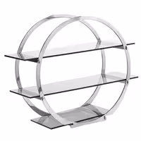 Açık Büfe Teşhir Standı - Plexiglas raflı Paslanmaz Çelik gövde - dairesel - 490x220x490mm - 3 raf ile