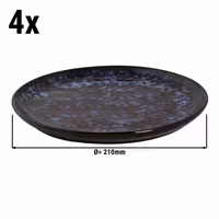 (4 adet) BAMA BLUE - Düz Tabak Yuvarlak Düz - Steinzeug, Ø210mm, Mavi