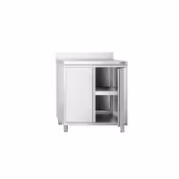 طاولة عمل ستانلس ستيل KOPENHAGEN PREMIUM - 800x600mm - مع أبواب مفصلية & مع حاجز خلفي