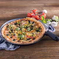 (10 kom) Pleh za pizzu - plavi čelik - Ø 260 mm - Visina: 25 mm - crni premaz