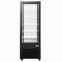 4-Sided Glass Display Fridge - 440L - 675mm - Double glazing - with 5 glass shelves - 1 rear glass door - for patisserie - Black