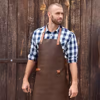 (6 pieces) KARLOWSKY | Professional Leather Bib Apron – Mocha - 600×820 mm
