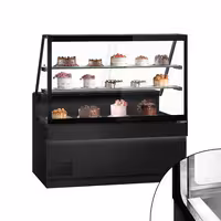 Kühltheke TORONTO - 1600mm - Doppelverglasung - schwarze Front - 2 Ablagen - schwarze Granit-Arbeitsplatte