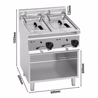 Električna friteza s dva korita - 10+10 L - 12,0 kW - s odvodnom slavinom