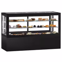 Commercial cake display fridge - 990L - 2010mm - Double glazing - square - with 2 shelves - rear sliding door - for patisserie - Black