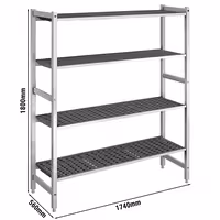 وحدة رفوف ألمنيوم - بداية - 1740x1800mm - عمق: 560 mm - 4 رفوف - الحمولة: 900 kg