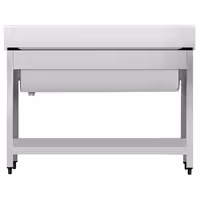 Grovdiskbänk i rostfritt stål ECO - 1 200x700 mm - med underhylla - 1 ho mitten - extra djup ho - med stänkskydd