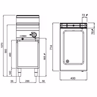 Toplovodna kupka električna - 1,2 kW - GN 1/1 - s odvodnim ventilom - na zatvorenom ormariću