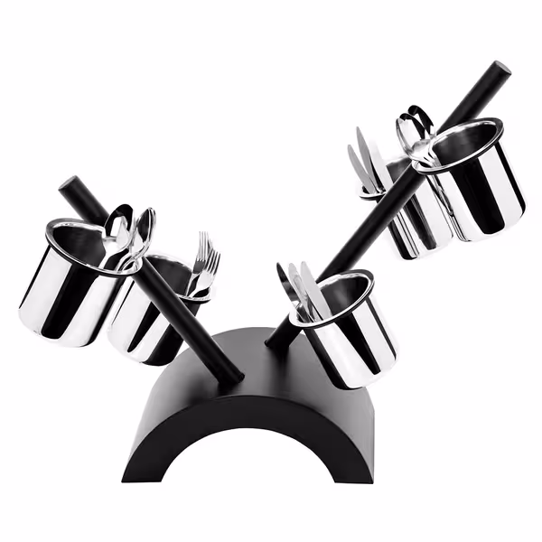 Cutlery Cylinder Holder - 360x200mm - Height: 590mm - Stainless steel - incl. 5 stainless steel holders - removable cutlery container - Black