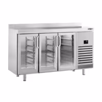 Stół chłodniczy barowy do napojów Premium PLUS – 1960 x 700 mm – z 3 drzwiami szklanymi i rantem