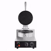 Commercial Waffle Maker - Single - Manual - 1.3kW - Shape: Round - Ø 180mm - plates with Teflon coating