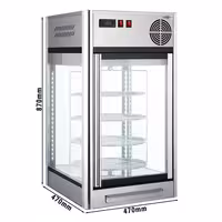 Countertop 4-Sided Glass Display Fridge - 108L - 470mm - Double glazing - square - with 4 rotating shelves - 1 glass door - for patisserie