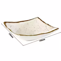 (6 adet) Kase - STONE ART - Melamin - 0,5L - köşeli - 190x190mm - Derinlik:60mm - Beyaz/Kahverengi