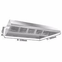 Profesionalna stropna napa - 3200 mm - s labirintnim filtrom i rasvjetom - inox