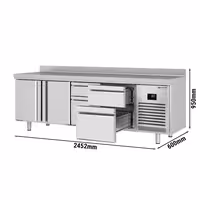 Aukstuma galds PREMIUM PLUS - 2452x600 mm - 510 l - ar 2 durvīm - ar 4 atvilktnēm - Ar apmali