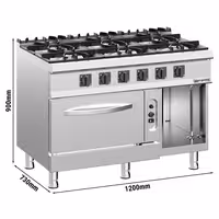 Cocina a gas - 45kW - 6 fuegos - con horno de gas estático - 6kW