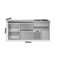 Pivski štand Premium PLUS - 1950x700 mm - 1 staklena vrata & 2 ladice