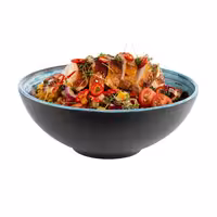 (6 adet) Kase - CANCUN - Melamin - 1,8L - köşeli - 240x240mm - Derinlik:90mm - Kahverengi/Mavi