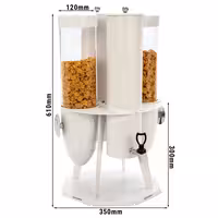 Cereal & Milk Dispenser - double - rotating - Stainless Steel Stand