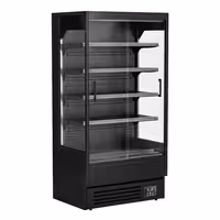Commercial multideck display fridge - 1002mm - 440L - with 2 sliding glass doors & 4 shelves - Black