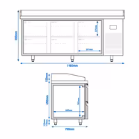 Table réfrigérée à pizza Premium PLUS - 1980 x 700 mm - avec 6 tiroirs