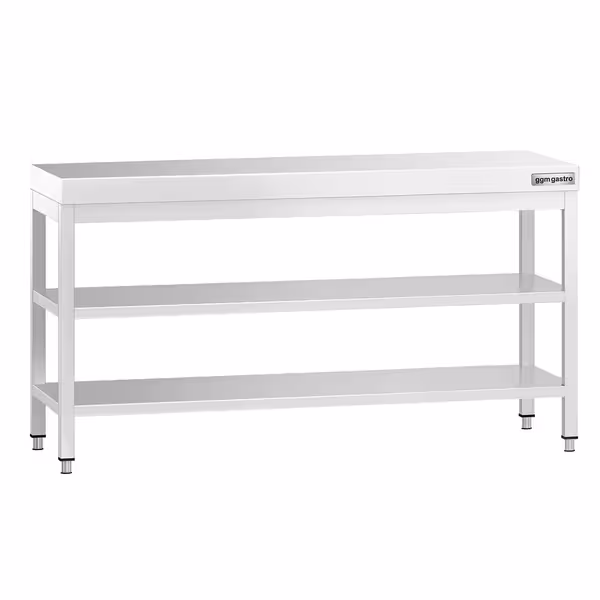 طاولة عمل ستانلس ستيل PREMIUM - 1800x600mm - مع رف سفلي & رف وسطي & تدعيم