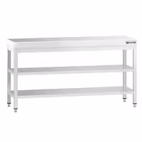 Rozsdamentes acél munkaasztal PREMIUM - 1800x800 mm - alsó polccal & köztes polccal