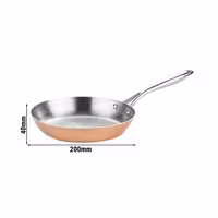 Tava za prženje - Bakar/kositar - Troslojna konstrukcija: inox/aluminij/bakar - Ø 200 mm - Visina: 40 mm - prikladno za plin, struju, staklokeramiku; Nije pogodno za indukciju