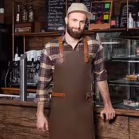 KARLOWSKY | Cowhide Leather Bib Apron X-Back – Mocha - 60×82 cm